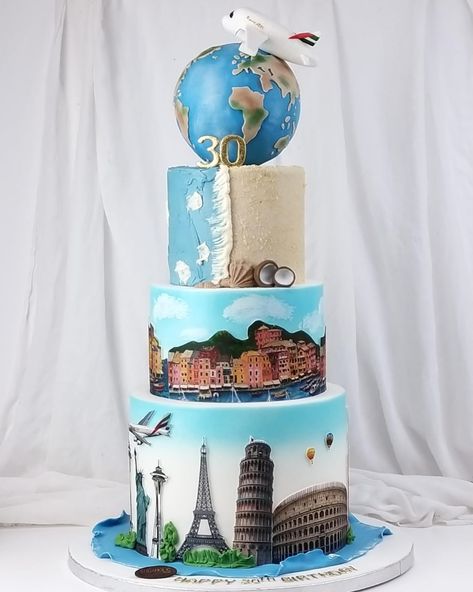 Around the World ✈️🌍 #sugaholic #dubai #birthdaycake #aroundtheworld #cake #world #dubaicakes #cakesindubai Travel Cake, Dubai Shopping, Traditional Wedding Cake, Cake Shop, Cocktail Party, How To Make Cake, Wedding Cakes, Birthday Cake, Around The Worlds