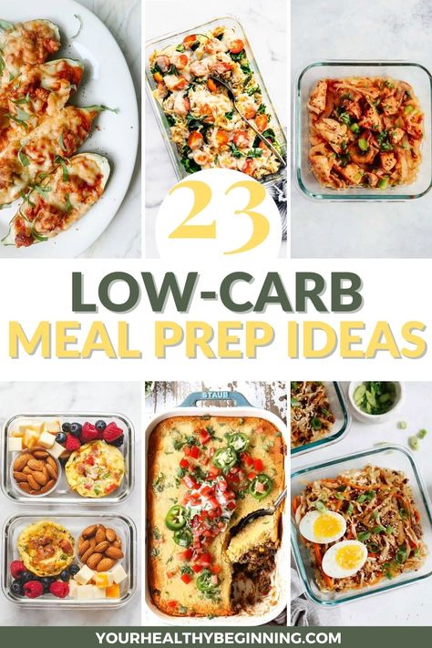 Love meal prepping, but would prefer more low carb options in your meal plan? Today, we're talking about 23 keto-friendly meal prep recipes you can add to your weekly meal planning! These recipes are all low-carb and are delicious healthy options to help you lose weight or maintain your current keto lifestyle! In addition, all recipes have less than 15g of net carbs, with most being under 10g! Head over to Your Healthy Beginning to read the full post! 60 Carb Meal Plan, Low Calorie Prep Meals, Low Carb Diet Plan 21 Days Meal Ideas, R3 Meal Plan, Low Carb Meal Prep For The Week, Low Carb Weekly Meal Plan, Keto Dinner Meal Prep, Low Carb Lunch Meal Prep, Low Carb Meal Prep Ideas