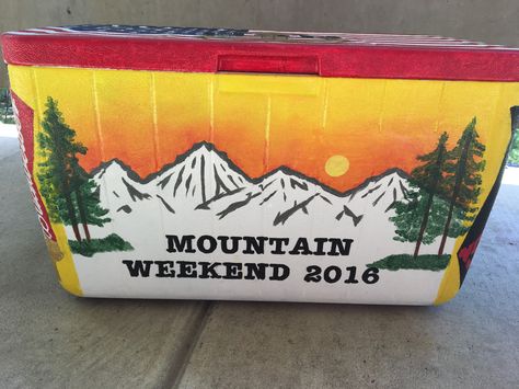 Fraternity cooler for mountain weekend. Beta theta pi. Ato Cooler, Mountain Weekend Cooler, Nola Cooler, Fraternity Cooler, Gamecocks Logo, Formal Cooler Ideas, Beta Theta Pi, Fraternity Coolers, Big Little Sorority