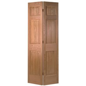 Masonite Classics Solid Core Oak Bi-Fold Closet Interior Door With Hardware (Common: 24-In X 80-In; Actual: 23.5-In X 79 Oak Bifold Doors, White Bifold Doors, Bifold Doors Makeover, Masonite Interior Doors, Knotty Alder Doors, Bifold Door Hardware, Tiny Pantry, Closet Interior, Wood Closet