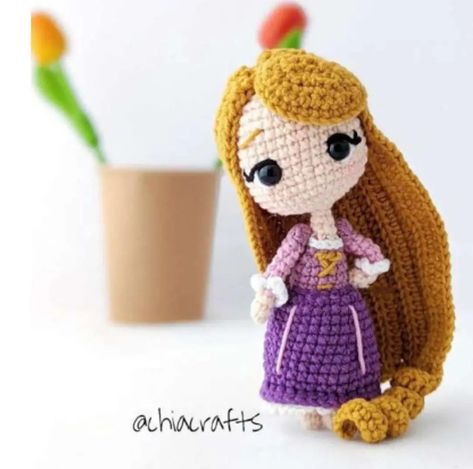 Crochet Rapunzel, Rapunzel Amigurumi, Rapunzel Crochet, Dolls Crochet, Tangled Rapunzel, Amigurumi Free, Amigurumi Free Pattern, Crochet Ideas, Rapunzel