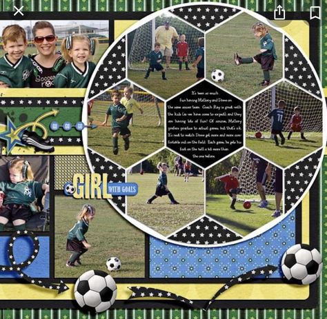 Sport Crafts, Scrapbooking Sports, School Scrapbook Layouts, Yearbook Layouts, Scrapbook Design Layout, Yearbook Pages, Scrapbook Boys, Picture Layouts, School Scrapbook