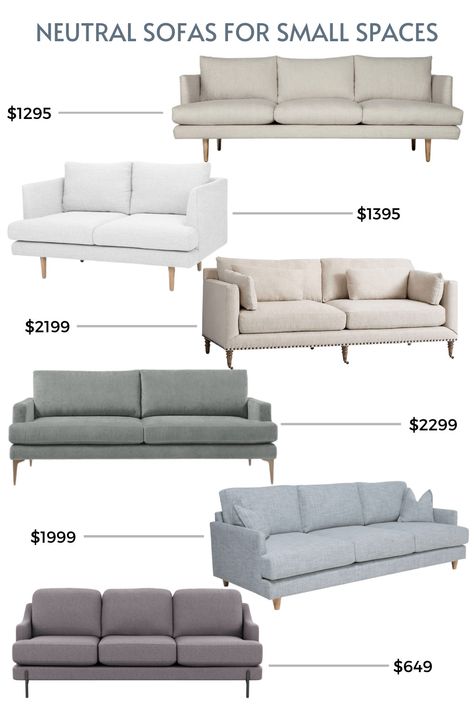 Best Sofas for Small Living Rooms: Expert Advice - TLC Interiors Small Apartment Sofa Ideas, Small Couch Ideas, Neutral Color Sofa, Neutral Sofas, Small Living Room Sofa, Small Room Sofa, Latest Sofa, Small Apartment Sofa, Scandinavian Sofa Design