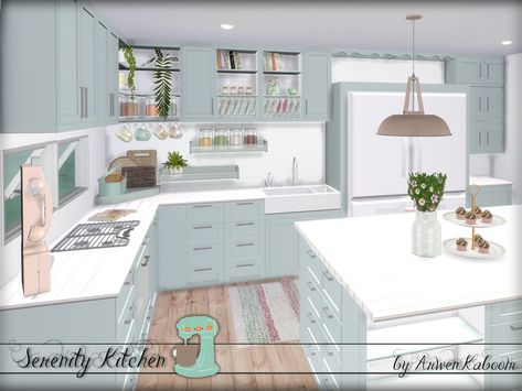 ArwenKaboom's Serenity Kitchen Sims 4 Cc Kitchen Sims Resource, The Sims 4 Cc Furniture Luxury, Cozinha The Sims 4, Ikea Inspired Kitchen, Mods Sims 4, Sims 4 Kitchen, Cc Folder, Cc Sims4, Mod Furniture