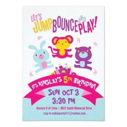 Jump Bounce Play Birthday Bounce House Invitation Birthday Bounce House, Play Invitations, Jump Party, 2nd Birthday Invitations, Jumping For Joy, 40th Birthday Parties, Bounce House, Invitation Sizes, Sweet Sixteen