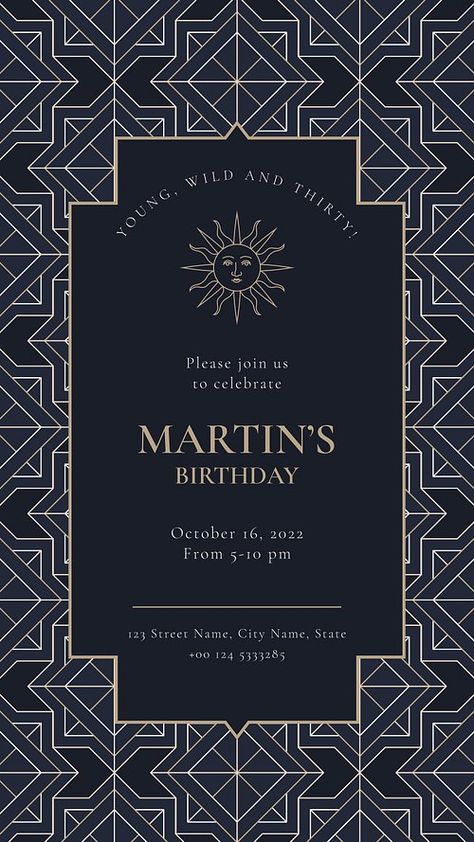 Luxury Invitation Card, Xmas Party Invitations, Art Deco Frames, Art Deco Party, Templates Birthday, Art Deco Frame, Cute Birthday Ideas, Luxury Birthday, Png Stickers