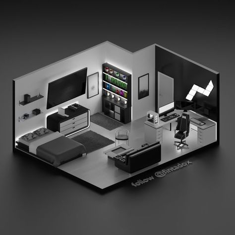 Practical Bed, Gaming Essentials, Gaming Bedroom, Gamer Bedroom, Small Game Rooms, Gaming Area, Cozy Gaming, Computer Gaming Room, Cool Room Designs