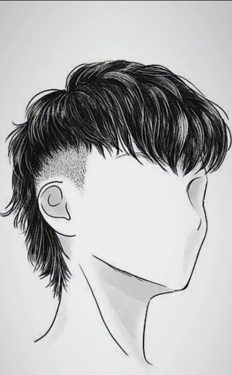 V Long Haircut, Mullet Hairstyle Anime, Mullet Hairstyle Drawing, Mullet Drawings, Man Undercut, Anime Hairstyles Men, Wavy Mullet Hair Men, Hairdresser Drawing, Male Hair Styles Drawings