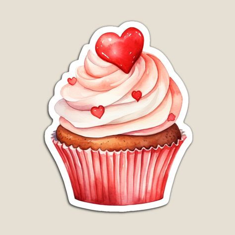 Get my art printed on awesome products. Support me at Redbubble #RBandME: https://www.redbubble.com/i/magnet/Valentine-s-Day-Sweet-Cupcake-with-Red-Heart-by-My-Magic-World/155721477.TBCTK?asc=u Valentines Day Icons, Cupcake Stickers, Red Cupcakes, Sweet Cupcake, Heart Magnets, Sweet Cupcakes, Cool Stickers, Red Heart, Project Ideas