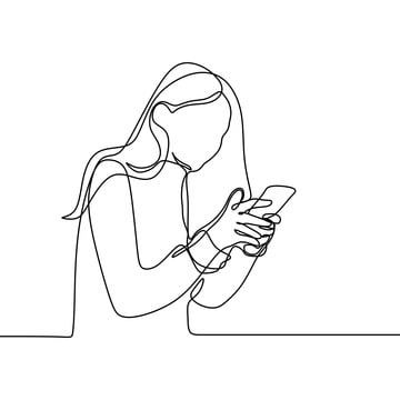 Playing Phone Illustration, Girl Using Phone Drawing, How To Draw A Phone, Gadgets Drawing, Communication Drawing, Phone Drawing, Communication Illustration, Using Phone, 심플한 그림