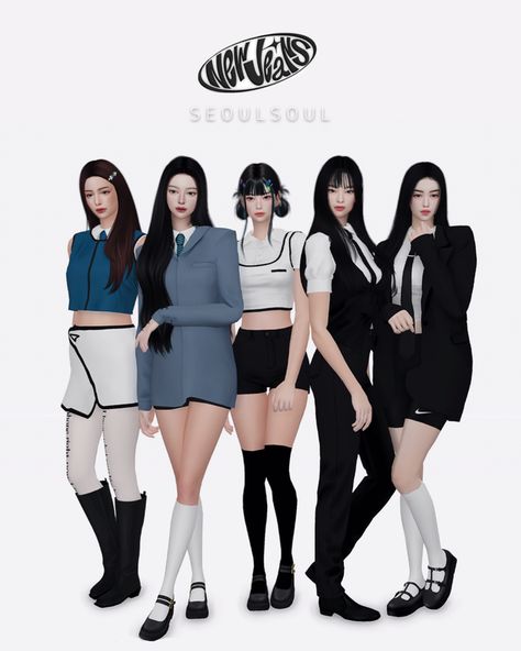 Newjeans Cookie | SEOULSOUL on Patreon Nwjns Cookie Outfits, Newjeans Cookie Outfit, Sims3 Cc Clothes, Cc Outfits Sims 4, Sims4 Cc Outfits, Sims 4 Cc Kpop Clothes, Sims 4 Patreon Clothes, Sims4 Cc House, Asian Sims 4 Cc