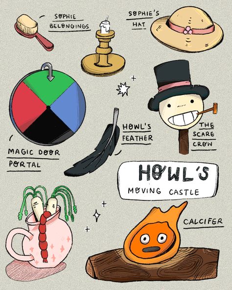 Howls Moving Castle Food, Howls Moving Castle Decor Ideas, Howl's Moving Castle Doodle, Howls Moving Castle Aesthetic Poster, Howls Moving Castle Tarot, Howls Moving Castle Cute Art, Howl's Moving Castle Journal, Howls Moving Castle Book Illustration, Howl's Moving Castle Aesthetic