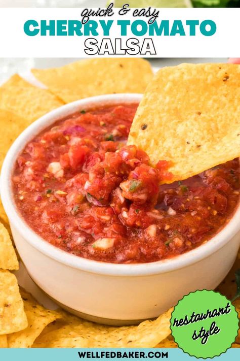 Cherry Tomato Salsa Salsa With Cherry Tomatoes Recipe, Cherry Tomato Salsa Recipes Canning, Cherry Tomato Salsa Recipe, Cherry Salsa Recipe, Cherry Salsa, Tomato Salsa Recipe, Cherry Tomato Recipes, Fresh Tomato Recipes, Homemade Salsa Recipe