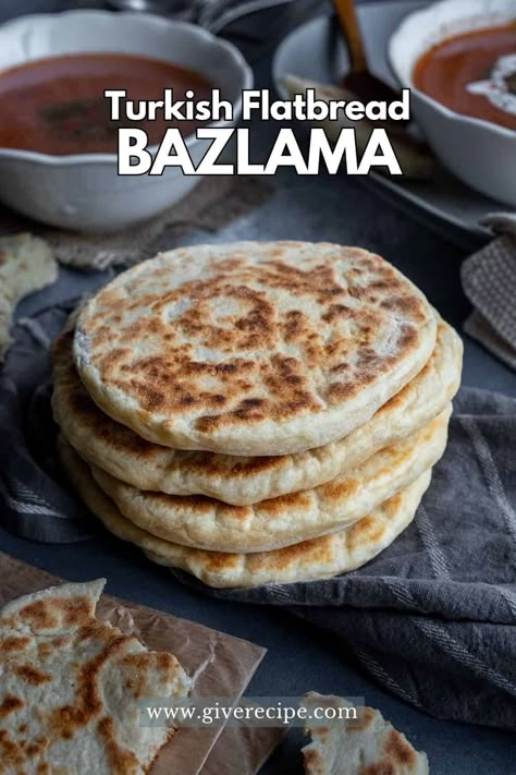 Get baking with this easy Turkish Bazlama bread recipe! Soft, fluffy, and perfect for any meal. Follow our simple steps to enjoy this delicious flatbread at home. Arabian Cuisine, Tandoori Bread, Turkish Flat Bread, Turkish Flatbread, Turkish Bread, Yummy Meals, Dough Recipes, Best Pasta Recipes, Turkish Food