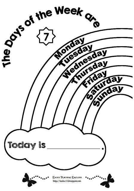 Days of the Week (coloring worksheets) Learning Coloring Pages, Days Of The Week Activities, Kertas Kerja Prasekolah, Kindness Day, Coloring Worksheets, English Activities For Kids, English Worksheets For Kids, Homeschool Kindergarten, English Lessons For Kids