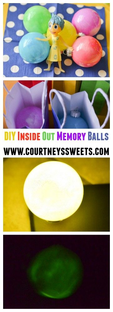 Inside Out Birthday Party Idea, Inside Out Toys, PLUS DIY Memory Balls! www.courtneyssweets.com Diy Core Memory Ball, Inside Out Memory Balls, Inside Out Decorations, Inside Out Movie Night, Inside Out Birthday Party, Inside Out Party Ideas, Inside Out Toys, Big Hero 6 Party, Inside Out Birthday