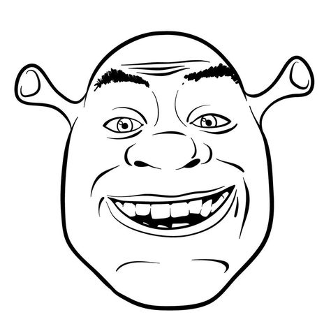 How to draw the face of Shrek Shrek Face Drawing, Shrek Line Art, Shrek Svg Free, How To Draw Shrek, Shrek Drawing Easy, Shrek Doodle, Shrek Tattoo, Shrek Face, Shrek Drawing