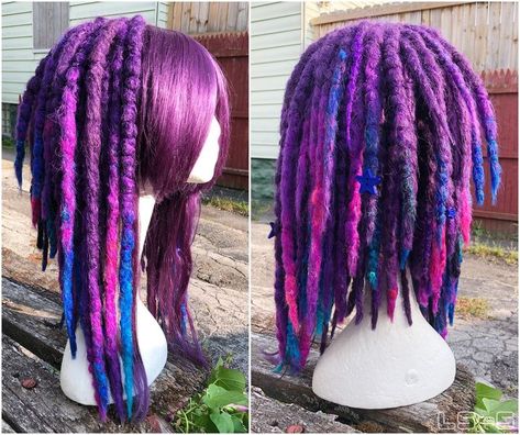 Rainbow Dreads, Cyberpunk Hairstyles, Dread Wig, Hair Envy, Wigs, Skin, Purple, Hair Styles, Hair