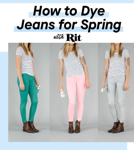 Too many pairs of white jeans? We've got the solution. Dye your jeans a beautiful spring color. We experimented with 4 of our favorite spring colors and are obsessed with the results. Our All-Purpose Hyacinth, Teal, Pearl Grey and Rose Quartz colors perfectly transformed white denim jeans. We are now ready for Spring! DIY with Rit Dye. Rit Dye Rose Quartz, Dye White Jeans, Restyle Clothes, Grey And Rose, Dye Clothes, Powder Dye, Rose Quartz Color, Spring Jeans, Rit Dye