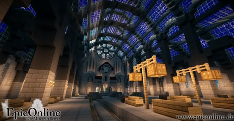 Train station interior by EpicOnline on deviantART Underground City Minecraft, Train Station Interior, Minecraft Train Station, Minecraft Train, Cool Minecraft Skins, Underground Garden, Cool Skins, City Minecraft, Minecraft Underground