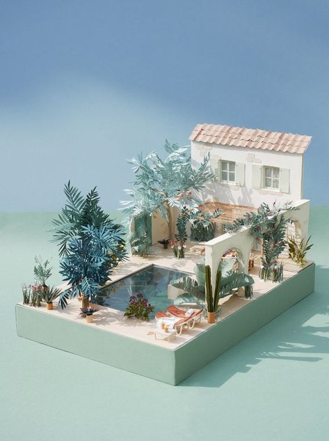 Hannah Levesque est la première créatrice française de maquettes d’architecture en papier à personnaliser. Son travail consiste à faire une réplique miniature fidèle et vibrante des lieux chers à ses clients. Dans son atelier installé à Lille, cette designer s’attèle à faire de nos lieux fétiches une reproduction certes fidèle, mais surtout vibrante, grâce à la qualité des détails qui animent l’atmosphère et l’histoire. Hannah utilise le papier, matériau extraordinaire, et les techniques... Landscape Design Drawings, Aircraft Interiors, Paper City, Landscape Model, Paper Art Craft, House Landscape, Paper Cut Art, Miniature Garden, Concept Architecture