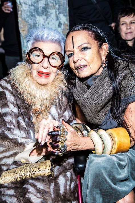 Iris Apfel and Michele Lamy at Rick Owens. Michelle Lamy, Michele Lamy, Advanced Style, Ageless Style, Style Crush, Rick Owens, Style Icon, Ibiza, Paris Fashion Week