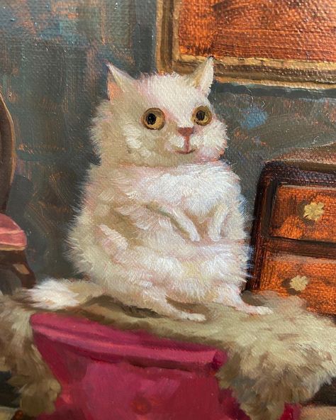 Medieval Cat, Medieval Cats, Illustrator Portrait, Cat Fluffy, Random Cat, Medieval Paintings, Funny Paintings, Cat Paintings, Fluffy Cat