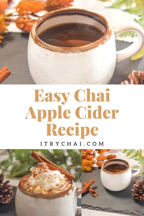 Chai Recipes Food, Apple Cider Drink Recipes, Iced Apple Cider, Apple Cider Chai, Apple Cider Drinks, Barista Ideas, Chai Drinks, Spiced Cider Recipe, Chia Tea