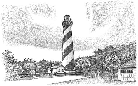 St Augustine Lighthouse, Florida Tattoos, Lighthouse Tattoo, St Augustine Florida, Sleeves Ideas, Portrait Illustration, St Augustine, Space Needle, Wall Street Journal