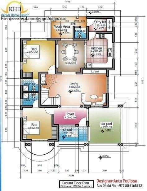 House Plans. 1500 Sq Ft House, Kerala Home, Unique House Plans, Indian House Plans, Indian House, Little House Plans, Free House Plans, Duplex House Plans, Home Design Floor Plans