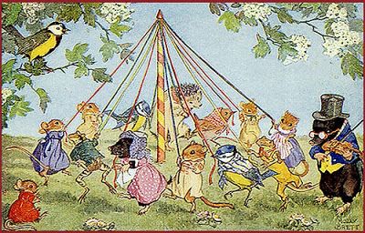 Stitching Dreams Dancing Animals, May Days, Happy May, Beltane, Beatrix Potter, Childrens Illustrations, Children's Book Illustration, Vintage Postcard, Forest Animals