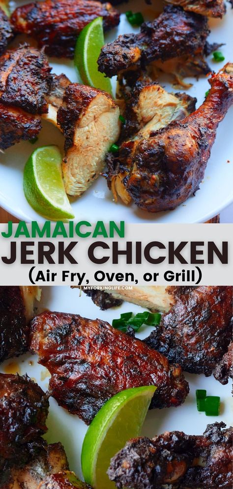 Jerk Chicken Breast Recipe, Easy Jerk Chicken Recipe, Jamaican Jerk Chicken Recipe, Jerk Chicken Breast, Chicken Air Fryer, Jerk Chicken Recipe, Jamaican Jerk Chicken, Jamaican Cuisine, Oven Chicken Recipes