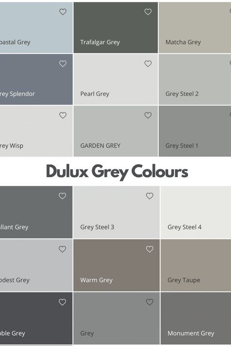 Dulux Grey Paint Shades, Dulux Grey Paint, Grey Colour Chart, Dulux Grey, Dulux Paint Colours, Gray Room, Paint Color Chart, Dulux Paint, Grey Paint