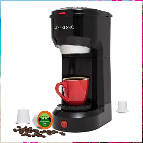 Mixpresso 2 in 1 Coffee Brewer, Single Serve Coffee Maker K Cup Compatible & Ground Coffee, Personal Coffee Maker ,Compact Si One Cup Coffee Maker, Small Coffee Maker, K Cup Coffee Maker, Coffee Maker With Grinder, Single Cup Coffee Maker, Single Serve Coffee Maker, Brewing Coffee, Capsule Coffee Machine, Pod Coffee Makers