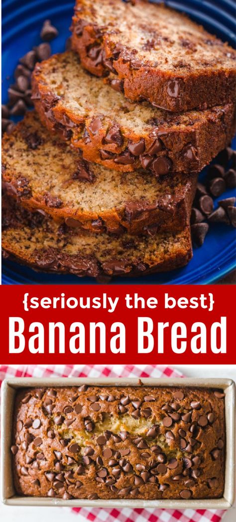 Scandinavian Bread, Banana Bread Recipe Chocolate Chip, Choc Chip Banana Bread, Banana Bread Recipe Easy Moist, Chocolate Chip Bread Recipe, Chocolate Chip Banana Bread Recipe, The Best Banana Bread, Banana Bread Recipe Moist, Chocolate Chip Bread