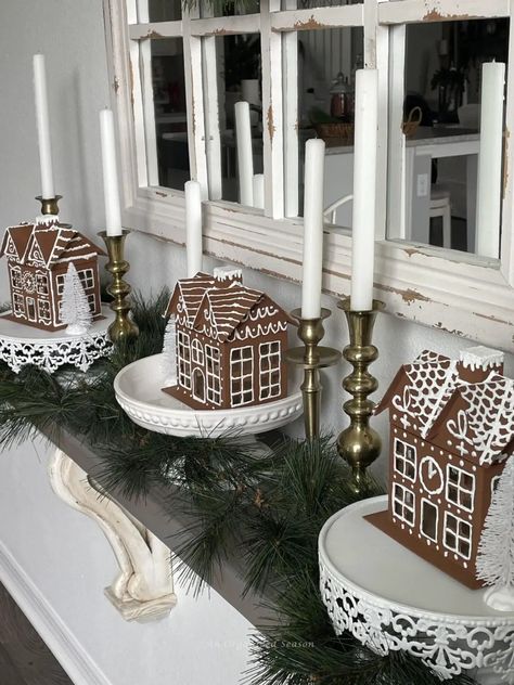 Best Gingerbread Decor Ideas For a Festive Christmas Kitchen - An Organized Season Gingerbread Decor Ideas, Gingerbread Christmas Kitchen, Christmas Kitchen Decor Ideas, Gingerbread Kitchen, Peppermint Truffles, Ginger Bread House Diy, Simple Diys, Gingerbread Decor, Cinnamon Candle