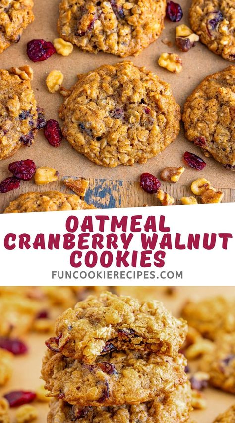 Oatmeal Cranberry Walnut Cookies Best Oatmeal Cranberry Cookies, Oatmeal Cranberry Walnut Cookies, Oatmeal Walnut Cookies, Oatmeal Cranberry Cookies Recipe, Cranberry Walnut Cookies, Fun Cookie Recipes, Oatmeal Cranberry Cookies, Oatmeal Breakfast Cookies, Cookies Healthy