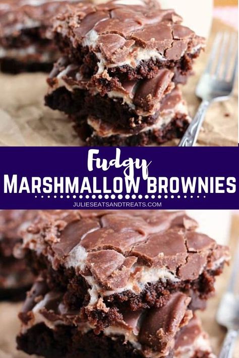 Brownie Recipes With Marshmallows, Brownies With Marshmallows On Top, Chocolate Marshmallow Brownies, Brownie Toppings Ideas, Brownie Topping Ideas, Brownie With Marshmallow, Desserts With Marshmallows, Fudge Marshmallow, Dessert Crepes