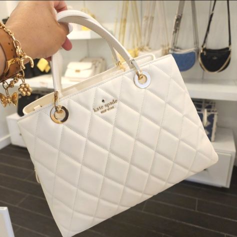 Nwt Kate Spade Kh227 Carey Quilted Sullivan Satchel Crossbody In Meringue Style Number Kh227 Measurements Length: 5.6" Height: 8.0" Width: 5.3937" 10.8"W At Bottom, 9.6"W At Top Materials Smooth Quilted Leather Two Way Script Logo Lining Handle 4.25" Strap 22" Features Interior Back Slip Pocket Metal Pinmount Logo Dust Bag Included: No White Kate Spade Purse, White Kate Spade Satchel Bag, White Luxury Kate Spade Shoulder Bag, Kate Spade Cream Satchel Bag, Luxury Pink Kate Spade Shoulder Bag, High End Handbags, My Shopping List, Fancy Bags, Cute Purses