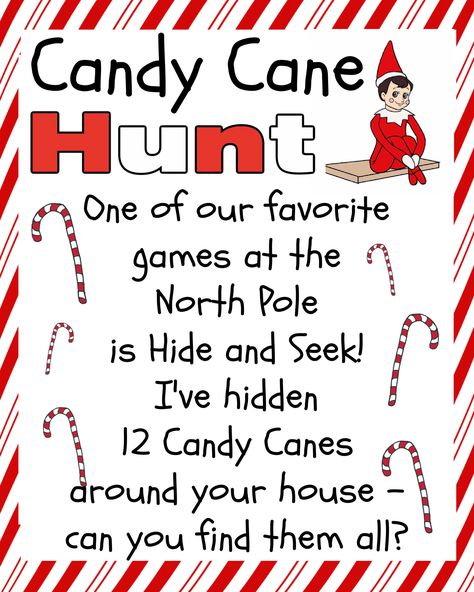 Elf On The Shelf Games, Candy Cane Hunt, Elf On Shelf Printables, Elf On Shelf Letter, Elf On The Shelf Printables, Elf Printables, Elf Ideas Easy, Elf Games, Awesome Elf On The Shelf Ideas