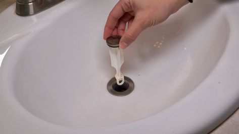 How to fix a slow draining sink. First, how to remove a stopper from a bathroom sink - We show you how! Mother Daughter Projects #cleaning #bathroomsink #clog #homemaintenance #maintenance #hairclog Clogged Sink Bathroom, Clean Bathroom Sink, Bathroom Sink Drain Stopper, Bathroom Sink Diy, Bathroom Sink Stopper, Sink Drain Stopper, Sink Stopper, Unclog Drain, How To Clean Chrome