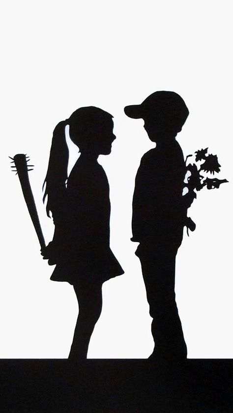 First Love Boys Decal, Banksy Wall Art, Street Art Banksy, Urban Street Art, Beautiful Dark Art, Banksy, Living Room Art, Dark Art, Human Silhouette