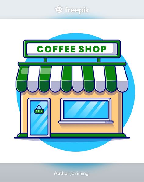 Coffee Shop Drawing Easy, Illustration Coffee Shop, Coffee Shop Cartoon, Drawing Of Coffee Shop, Coffeshop Illustration, Starbucks Store, Shop Buildings, Doodle Art Drawing, Celtic Tree Of Life