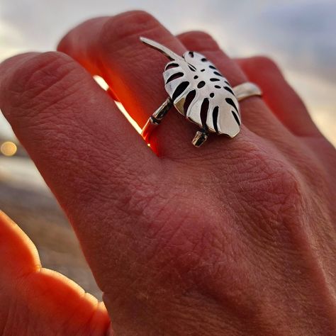 Sterling silver ring "Monstera". Handmade. Worldwide shipping. #handmade #jewelery #jewelry #monstera #flora Sterling Silver Ring, Silver Ring, Sterling Silver, Ring, Silver