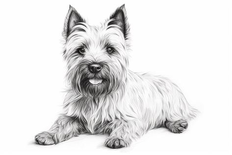 drawing of a Cairn Terrier Terrier Dog Drawing, Bedlington Terrier Drawing, Terrier Drawing, Border Terrier Illustration, Cairn Terrier Drawing, Dog Drawings, Drawing Hair, Wild Hair, Cairn Terrier