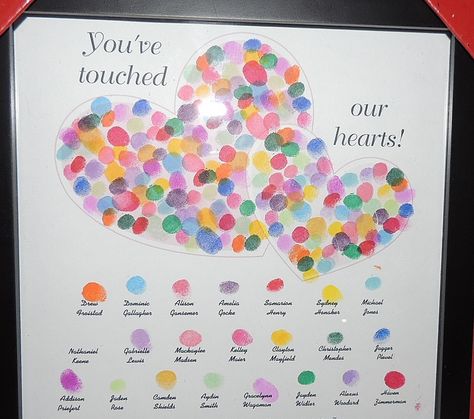 A cherished gift for any teacher with her student's names and fingertip prints. We gave it to her for Valentine's Day but it can be an end of the year gift as well. Teacher Retirement Gifts, Student Teacher Gifts, Volunteer Gifts, Pastors Appreciation, Ge Bort, Teacher Retirement, Teachers Day Gifts, Farewell Gifts, Class Gift