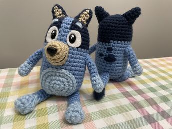 If you've watched Bluey, then you know how delightful and sweet the cartoon is! I was inspired to crochet a Bluey figure, and after a couple prototypes, I'm finally happy with my final Bluey pattern! Thank you to all who follow me on IG (@mary.merrymakes) and provide me with feedback in my IG Stories Polls!!! Your resp Crocheted Bluey Characters, Crochet Bluey, Crochet Amiguri, Amigurumi Bee, Lovey Pattern, Finally Happy, Pet Brush, The Cartoon, Basic Crochet Stitches