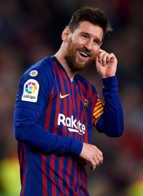 BARCELONA, SPAIN - APRIL 27: Lionel Messi of Barcelona celebrates after the La Liga match between FC Barcelona and Levante UD at Camp Nou on April 27, 2019 in Barcelona, Spain. (Photo by Quality Sport Images/Getty Images) Messi Style, Messi Hd, Messi Tattoo, Messi Art, Messi Quotes, Messi Wallpaper, Argentina Messi, Messi Goat, Ronaldo Neymar