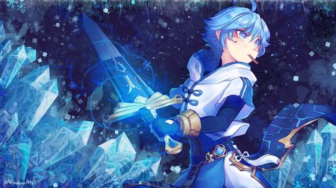 Genshin Ganyu, Genshin Impact Xingqiu, Anime Blue Hair, Slow Art, Kid Icarus, Cool Anime Pictures, Fantastic Art, Rwby, Blue Hair