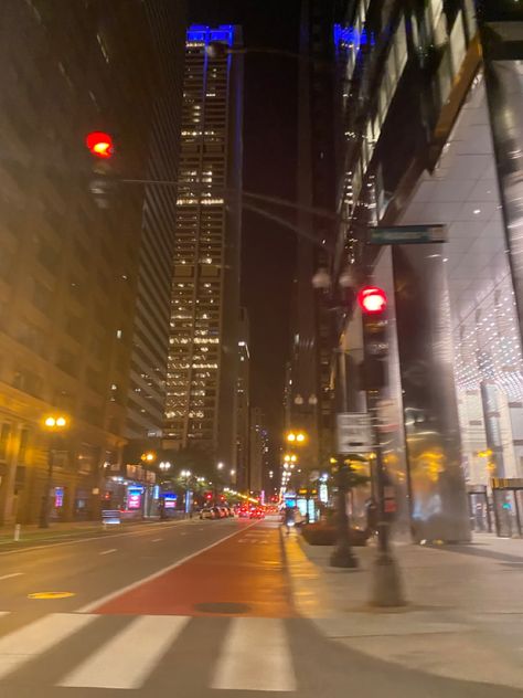 City Pictures Chicago, Chicago Night Aesthetic, Chicago City Aesthetic, Chicago Neighborhood Aesthetic, Blurry City, City Night Aesthetic Widgets, Big City Night Aesthetic, Downtown Chicago Aesthetic Night, Chicago Driving At Night